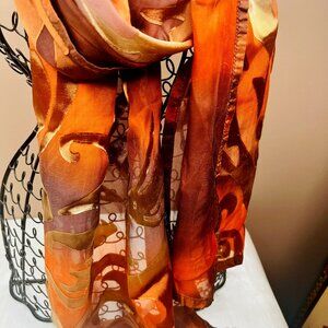 Vintage Seiden Ausbrenner Silk Velvet Scarf – Austria
